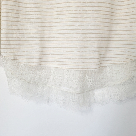 LC Lauren Conrad Cream & Tan Lace Hem Tunic Size Medium - Picture 6 of 10